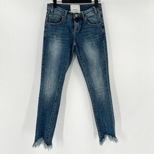 One Teaspoon‎ FreeBirds Distressed Denim Jeans  Raw Hem Blue